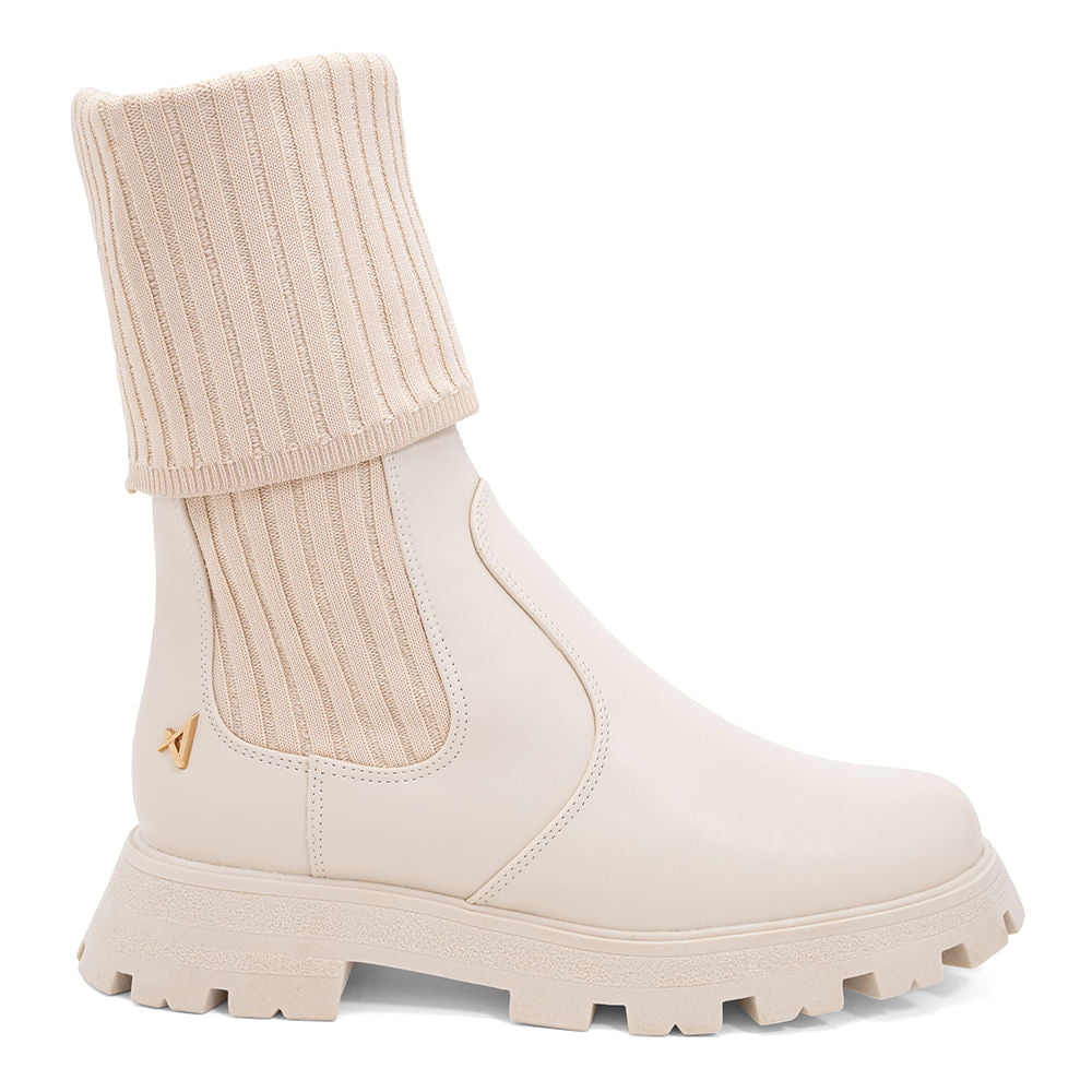 Bota Meia Coturno Cano Médio Tratorada Porcelana