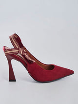 Scarpin Slingback com Tira Listrada Vinho