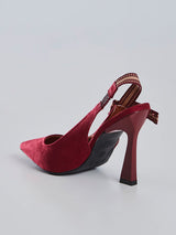 Scarpin Slingback com Tira Listrada Vinho