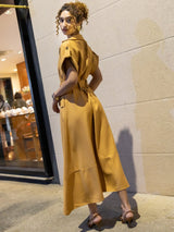 Vestido Longuete Alfaiataria Marrom
