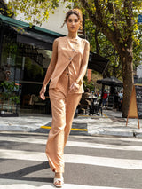Calça Pantalona Alfaiatada Camel