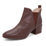 Bota Feminina Cano Curto Salto Baixo Marrom