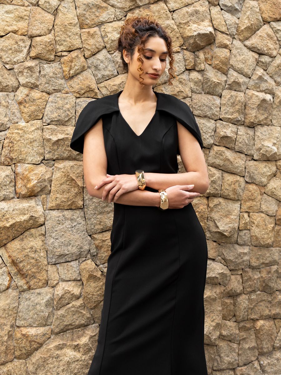 Vestido Longo Capa Preto