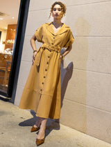 Vestido Longuete Alfaiataria Marrom