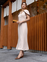 Vestido Longo Capa Nude