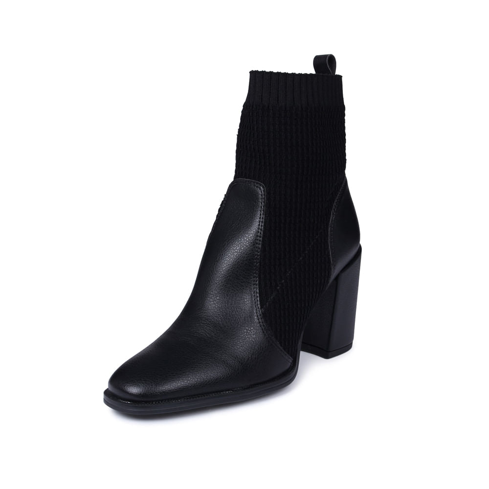 Bota Cano Médio Recorte Meia Salto Bloco Preto