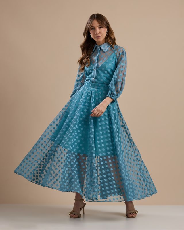 Conjunto Poá Elegante Azul