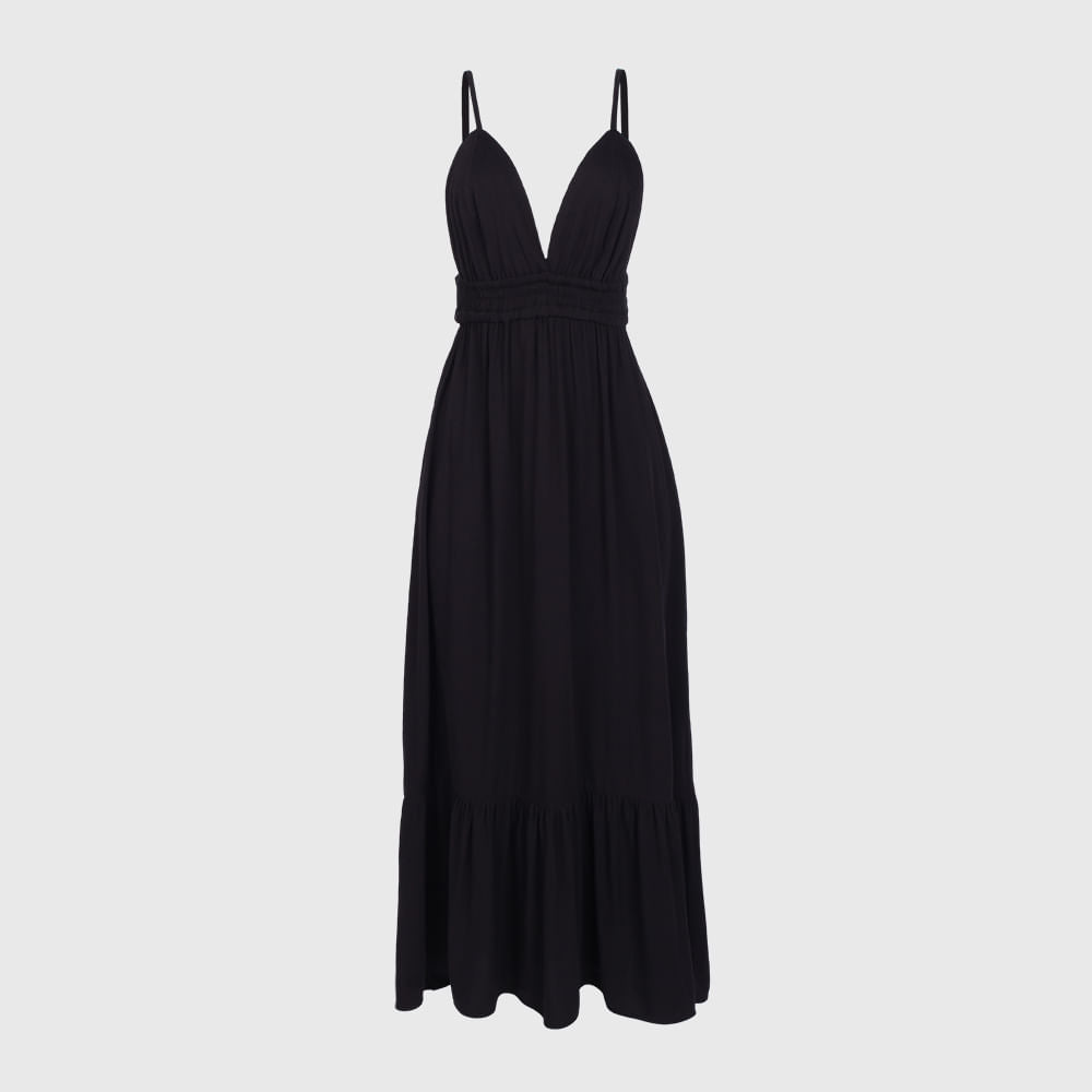 Vestido Longuete Alça Fina Preto