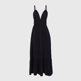 Vestido Longuete Alça Fina Preto