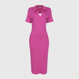 Vestido  Gola Polo  Longuete  Pink
