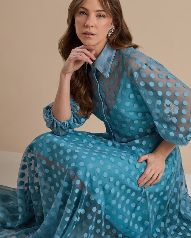 Conjunto Poá Elegante Azul